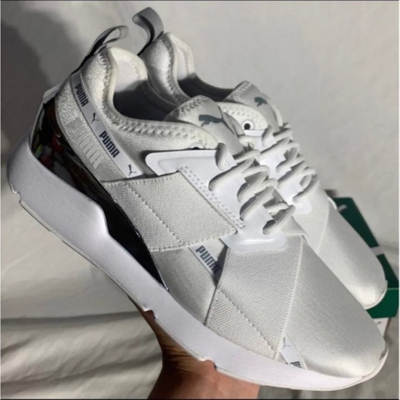Puma Muse X-2 Metallic Silver White Sneakers Womans 6 / 6.5 New With Box - Picture 4 of 5